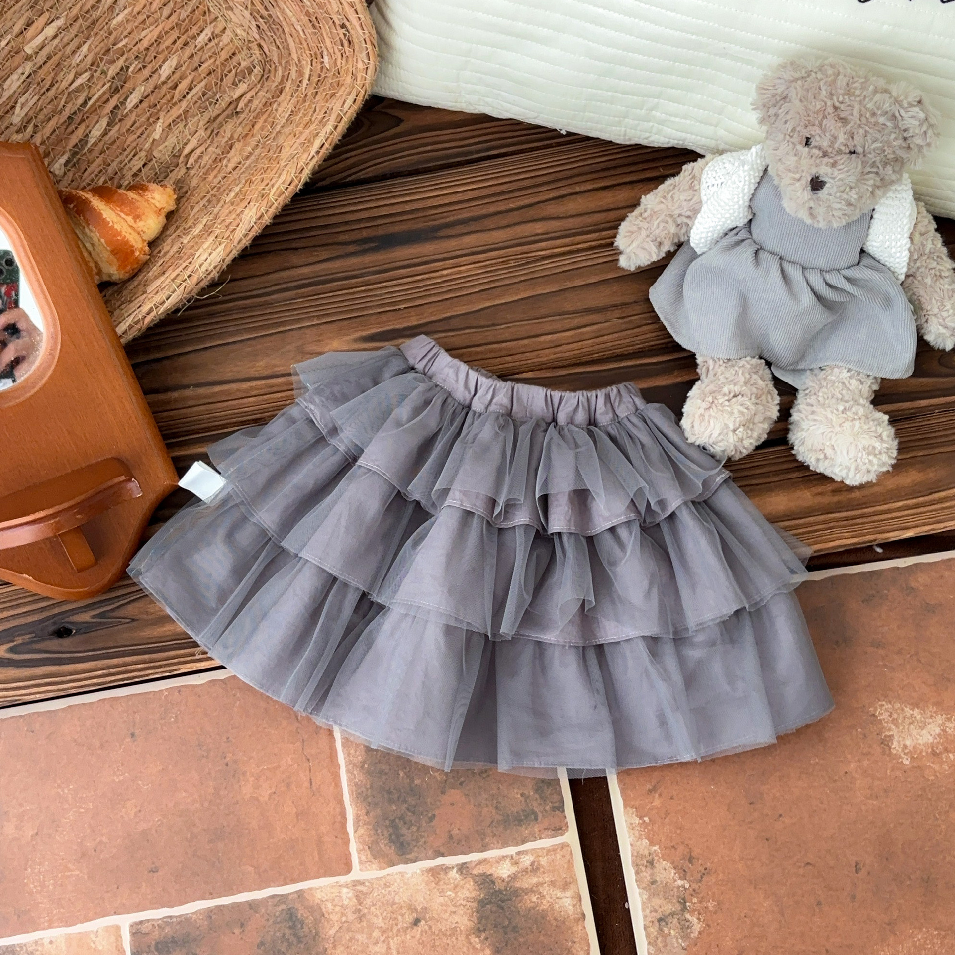 Niñas 2025 verano nuevo estilo coreano lunares conejo chaleco estilo occidental recién nacido color sólido pastel falda de dos piezas