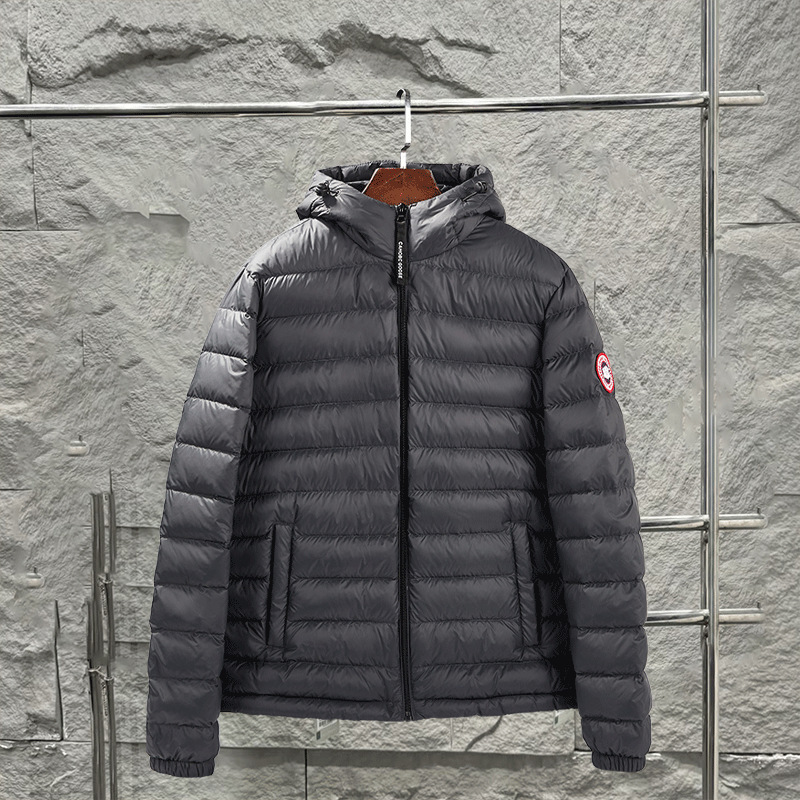 Slim-Fit Versatile Canada Goose Style down Jacket for Women, Spring Simple Warm Hooded Straight Short Lightweight Coat for Men