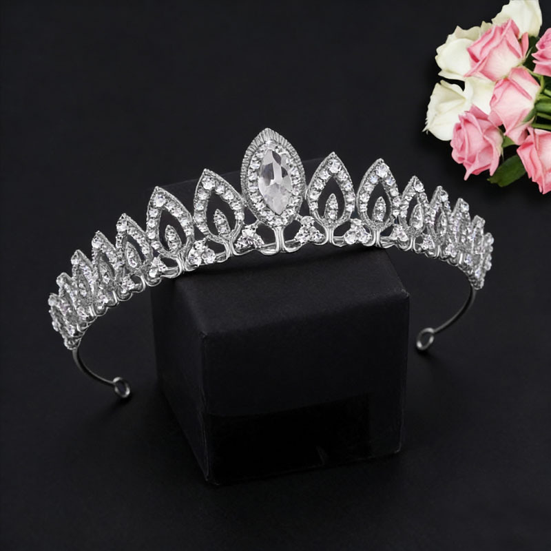 Moda tocado boda corona europea y americana nupcial boda corona hoja versátil aleación rhinestone temperamento accesorios al por mayor image 4