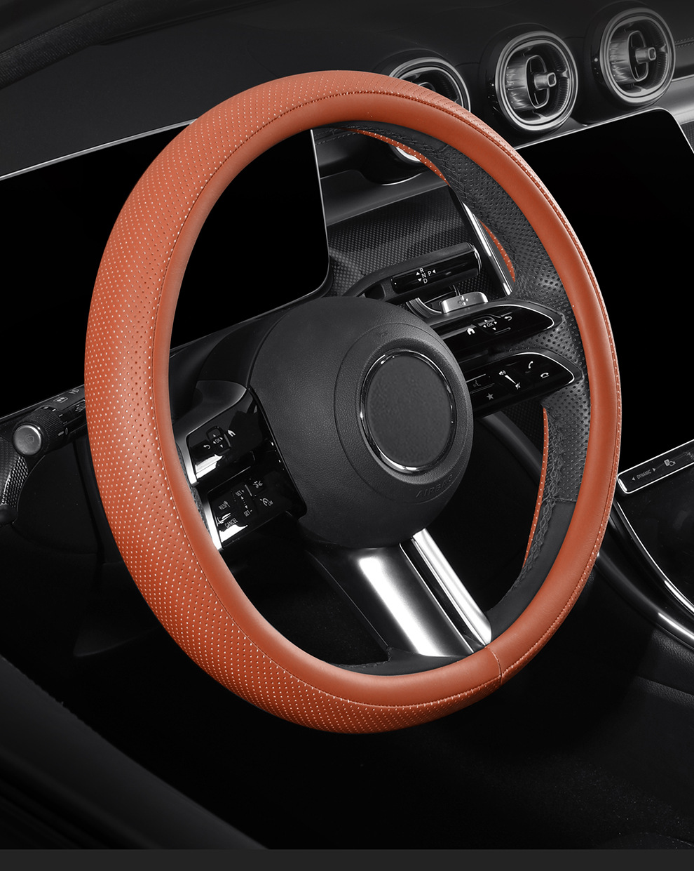 New car steering wheel cover for women, suitable for all seasons, made of leather, cute, non-slip, sweat-absorbent, breathable, cross-border wholesale