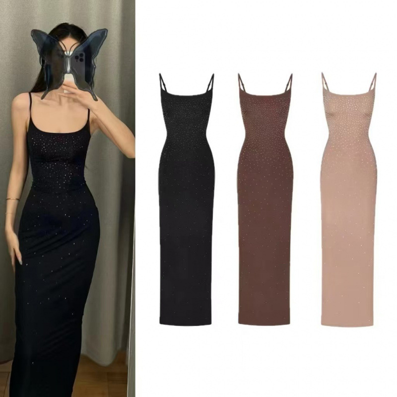 Skims Kardashian Sexy Backless Rhinestone Dress with Zipper at the Hem, Slit, Waist-Cinching, Bodycon Slip Dress Skims Kardashian Sexy Backless Rhinestone Dress with Zipper at the Hem, Slit, Waist-Cinching, Bodycon Slip Dress