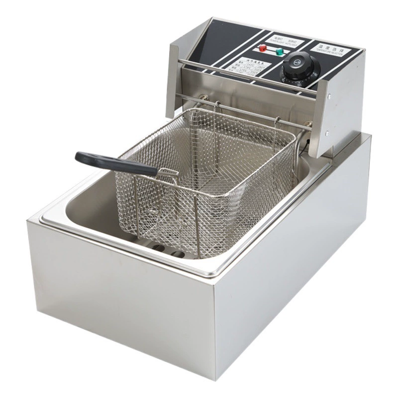 Заводская электрическая фритюрница из нержавеющей стали, настольная, 6 л, однокамерная, однодисплейная, для жарки шашлыка