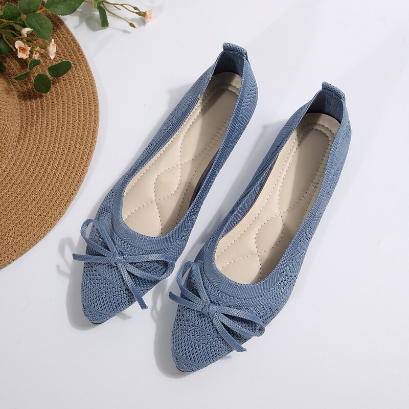 2024 New Style Single Shoes Women's Bean Shoes Women's Knitted Flat Shoes Shallow Mouth Flying Woven Shoes plus size Women's Shoes Cross-border Flat