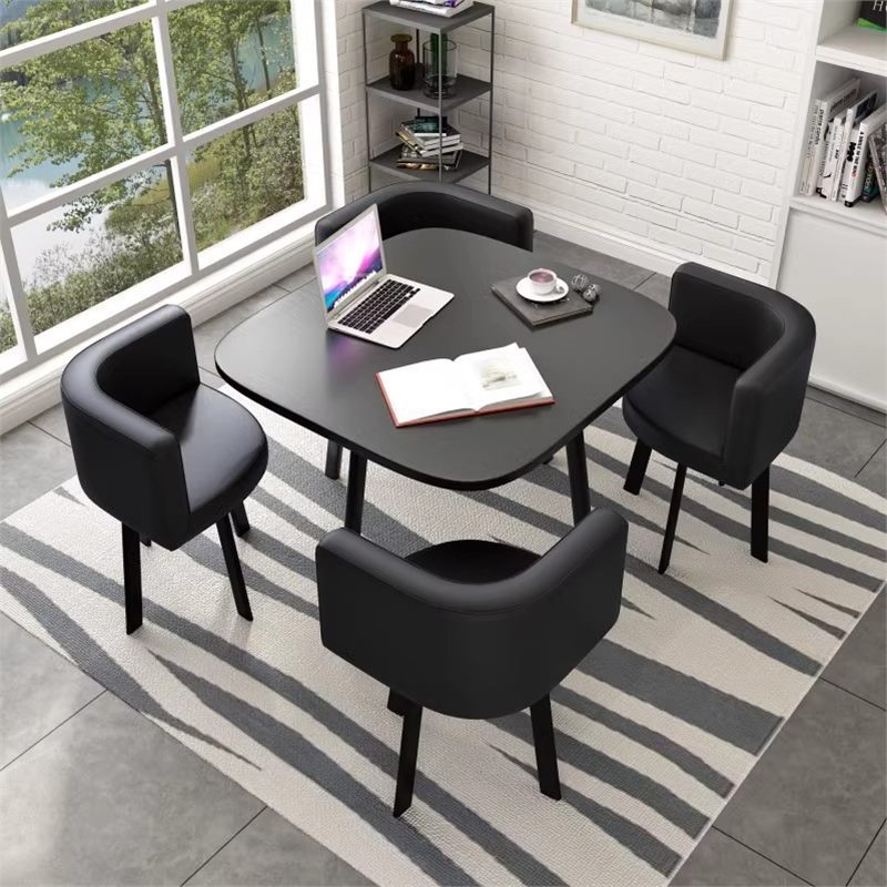 Conjunto de mesa y sillas para recepción, mesa de negociación, mesa y sillas para recepción de tienda, mesa redonda pequeña de oficina, estilo empresarial