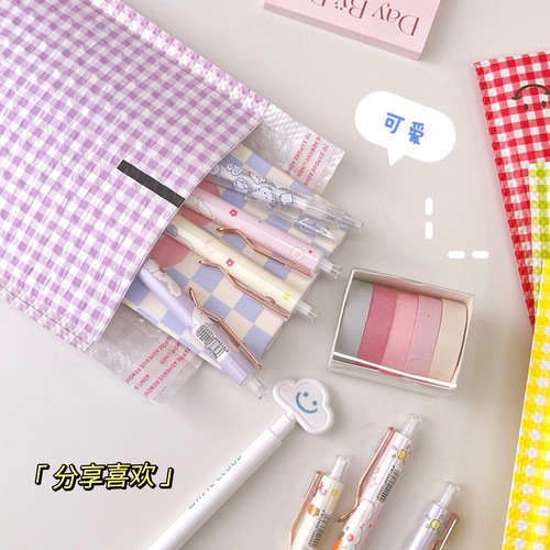 Cute smiley face express bag envelope bag clothing colorful plaid packaging bag shockproof ins style smiley face bubble bag