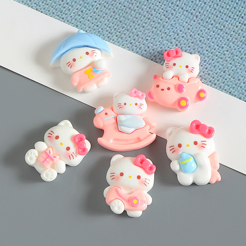 卡通凯蒂猫kt猫咪树脂配件diy奶油胶自制手机壳鞋扣发夹饰品材料