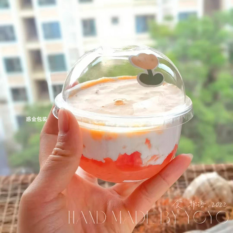 250ml波波蛋糕杯360ml水果慕斯布丁啵啵奶油抱抱u型胖胖杯包装盒