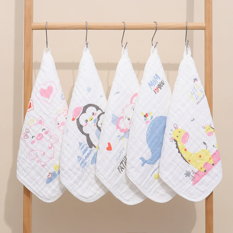 Набор из пяти салфеток для вытирания слюны, детских марлевых салфеток, квадратных салфеток для умывания из чистого хлопка, детских марлевых салфеток для новорожденных из чистого хлопка.