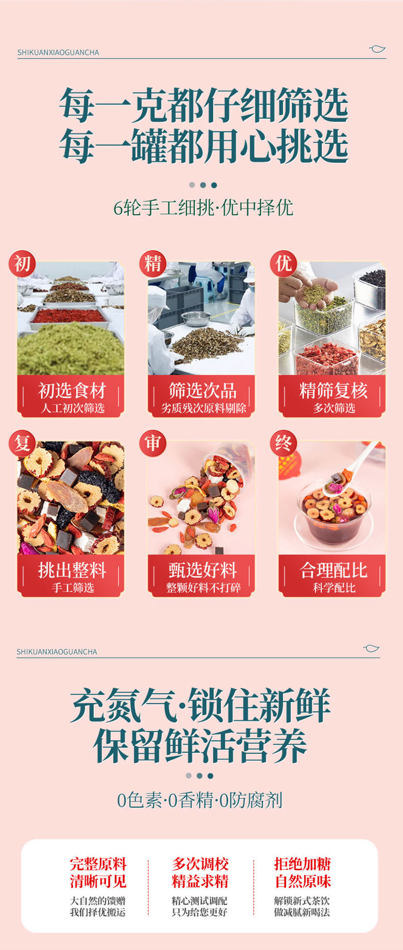 Ginseng & Polygonatum Herbal Tea Blend (Ren Shen Huang Jing Gou Qi Cha) — 15 Small Jars, Sugar-Free Flower Tea preparation