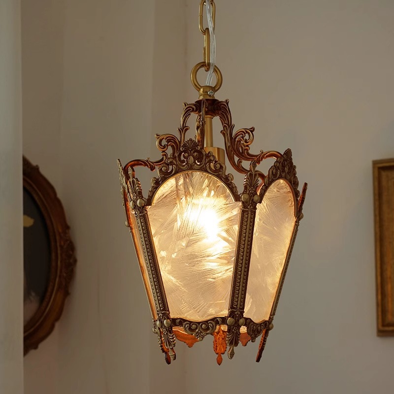 La cabecera de la cama de lujo pequeño balcón candelabro francés estilo americano porche de luz candelabro de vidrio retro retro pasillo de cobre