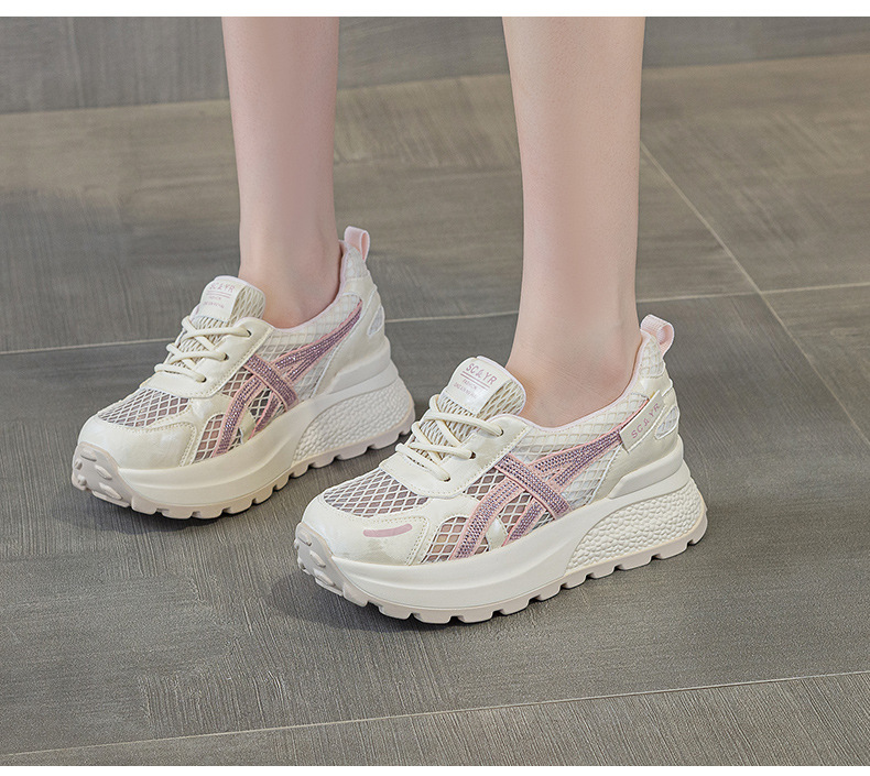 Giày sneaker nữ đế dày phong cách Hàn Quốc, thoáng khí, đế dày 3 cm — Hồng 5092, Trắng 5092 chi tiết 18