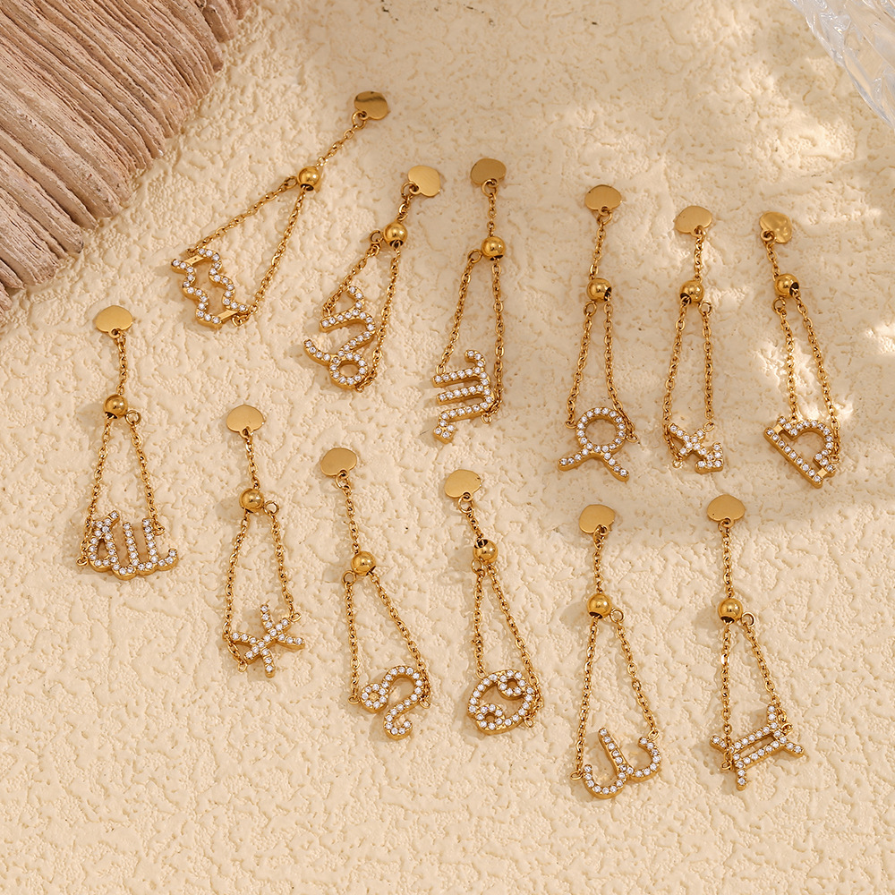 Adjustable 12 Constellation Stainless Steel Ring