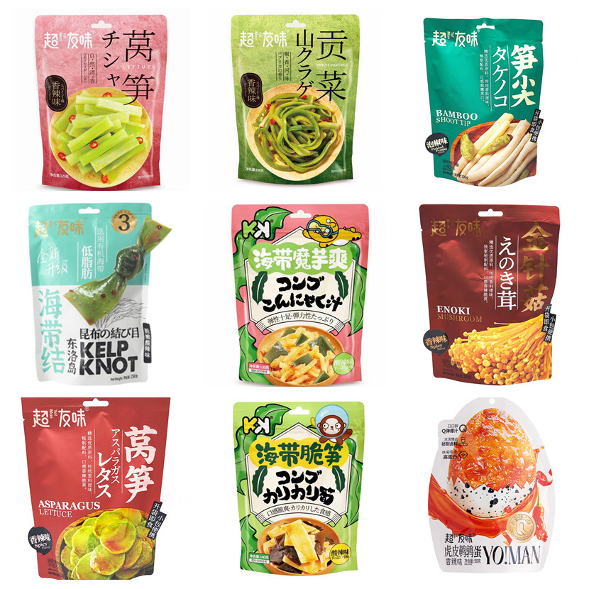 Super Friend Flavor Geng Cai Snack Pickled Vegetable Cucumber Spicy Pepper Bamboo Shoots Mung Bean Flour Sea Weed Products Crispy Bamboo Shoots Corn Bamboo Shoots 