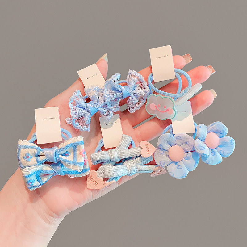 Anillo para el cabello de estilo pastoral para niños Flor para el cabello para niñas Cuerda para el cabello con lazo Trenza para el par Accesorios para el cabello para niñas Goma de verano