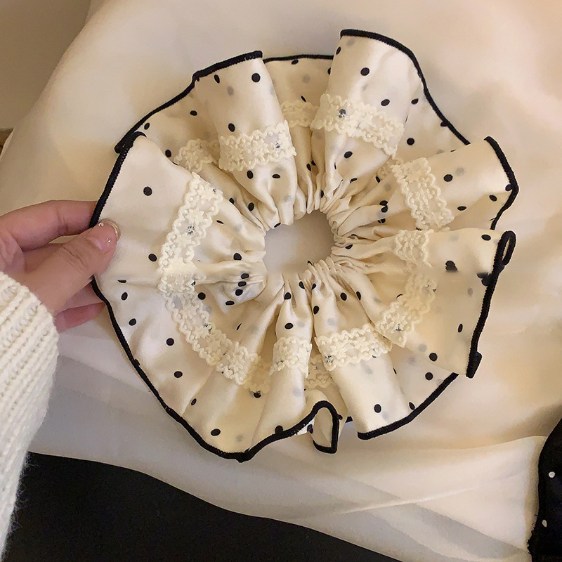 Encaje lazo para el cabello de intestino grueso de doble capa ins coreanos cuerda para el cabello de intestino grueso fresco y dulce en la parte posterior de la cabeza accesorios para el cabello femenino