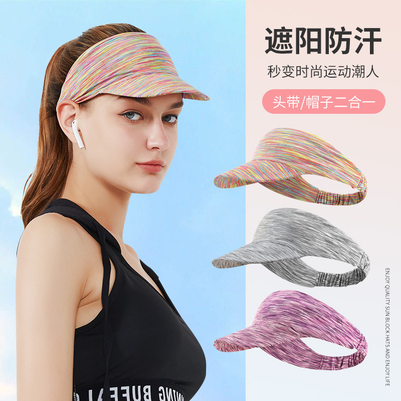 Summer Outdoor Running Sport Sun Protection Cap Women Sweatproof Headband Long Brim Sun Hat Breathable Quick Dry Sunshade Hat