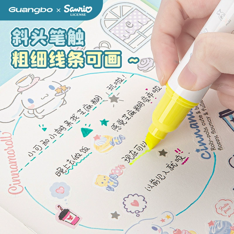 Хайлайтер Guangbo Sanrio Kurome, 4-цветный с косым наконечником, субмаринный дизайн
