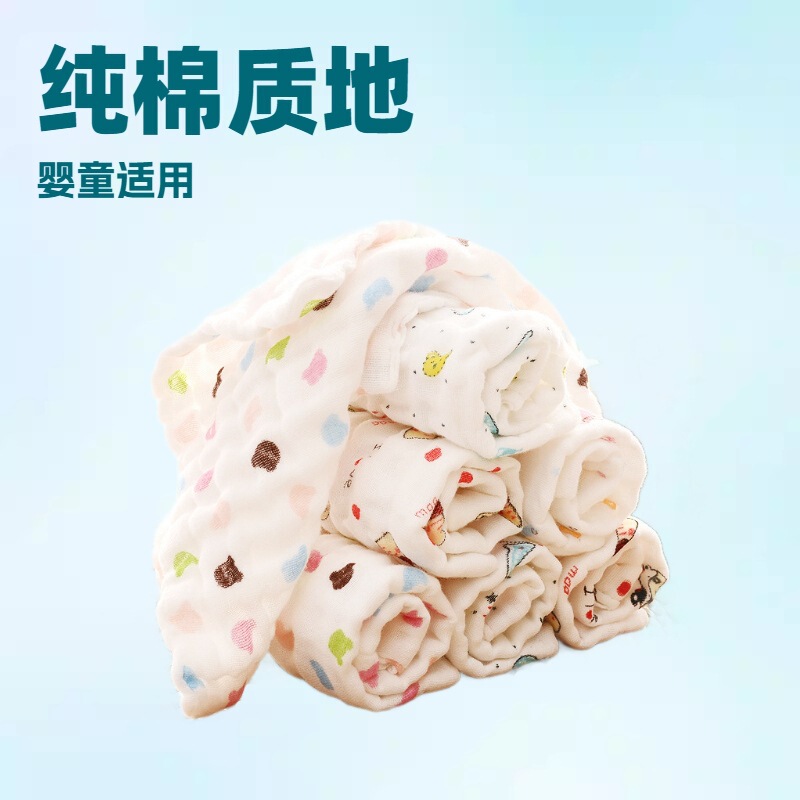 Six-layer gauze towel pure cotton bubble gauze baby mouth wipe saliva small square bear head cartoon printing