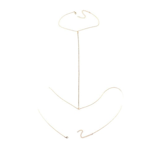 Fashionable Minimalist Metal Embellished with Diamonds Necklace Belt Chain Personality Exaggerated Beach Vacation Leisure Claw Chain Body Chain Breast Chain