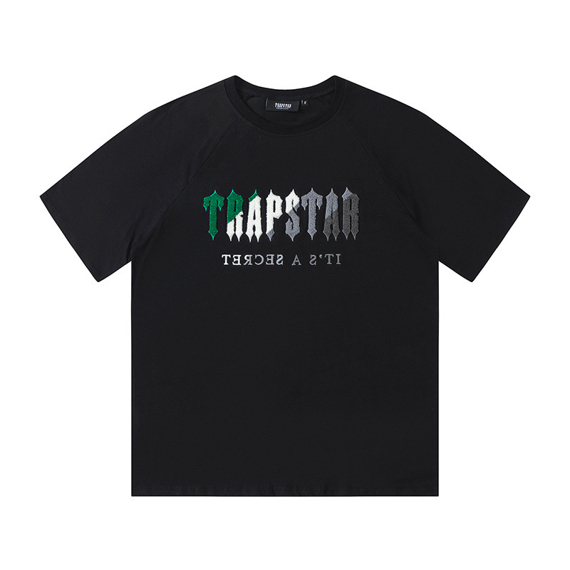 Verano nuevo trapstar letras verde blanco gris gradiente de color bordado toalla traje casual hombres y mujeres pareja mismo estilo