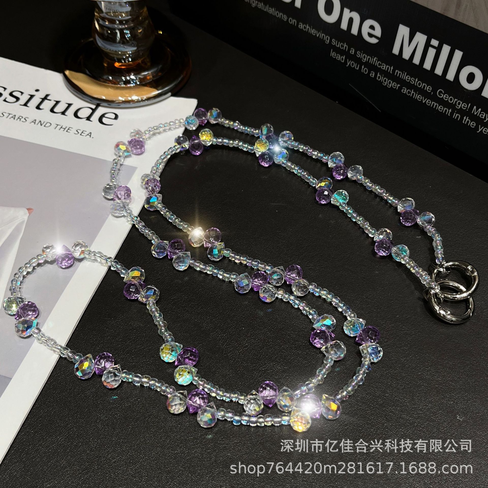 Cordón de teléfono móvil de todo fósforo, mensajero, gota de agua, cristal, cuentas creativas, cadena de teléfono móvil para mujer de alta gama, colgante de cadena