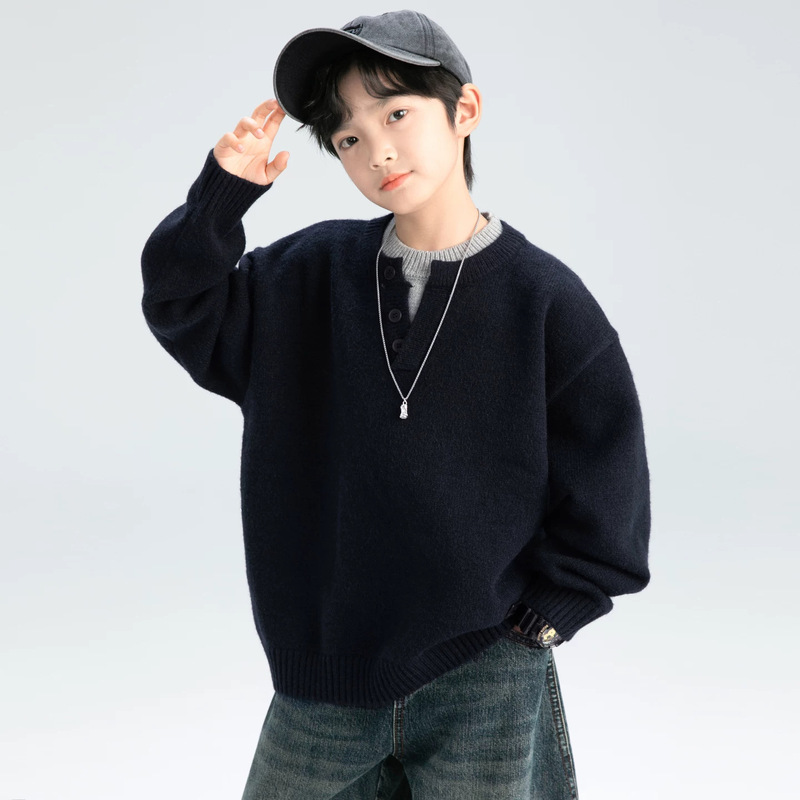 Boys' autumn sweater 2026 new style for older children, spring and autumn pullover knit sweater for boys, trendy autumn style Boys' autumn sweater 2026 new style for older children, spring and autumn pullover knit sweater for boys, trendy autumn style