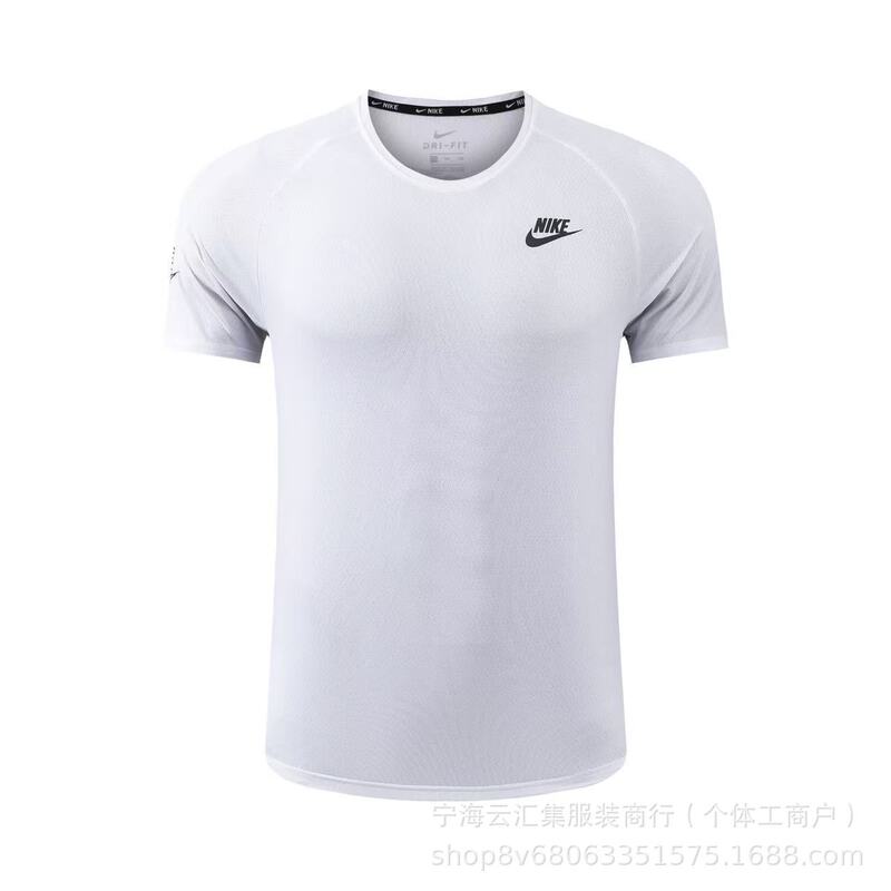 Trendy Brand Checkmark Export Quick-Dry Short-Sleeve Running Sports Round-Neck Comfortable Versatile Breathable Men's Ice Silk T-Shirt