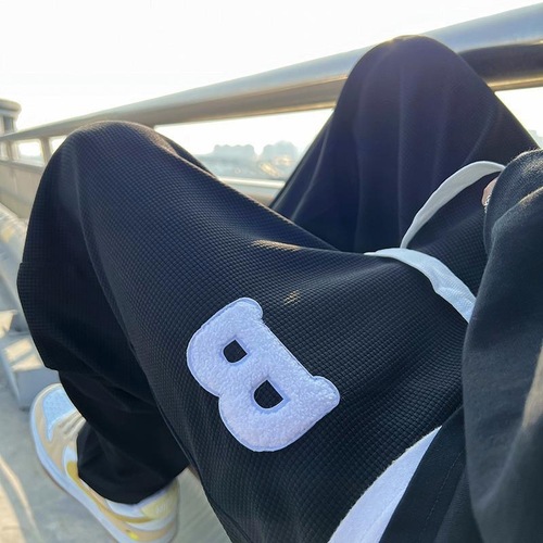 Cross-border pants men's summer new fashion brand versatile loose straight tube sports pants white wide-leg tapered casual long pants 