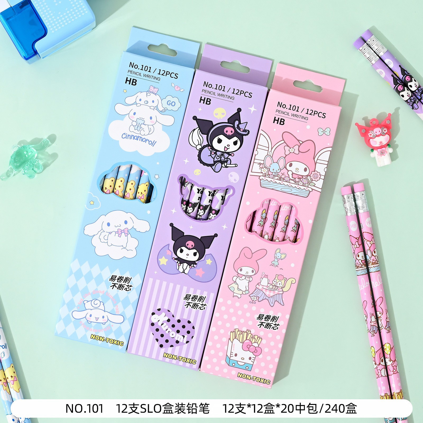 Creativo y lindo Sanrio Yugui Dog Kulomi Lápiz en caja para estudiantes Escritura y dibujo Lápiz de dibujo a lápiz HB