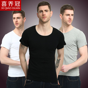 Cotton Short-Sleeved T-Shirt Men's Summer Bottoming Shirt Round Neck Half-Sleeved Pure Color T-Shirt Wholesale Youth Boys' Tops
