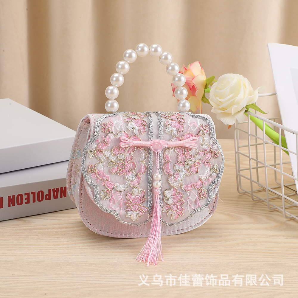 Bolsos para niños en nombre de las niñas Bolsos de perlas de estilo occidental Little Princess Baby Nuevo bolso de mensajero de hombro de estilo chino