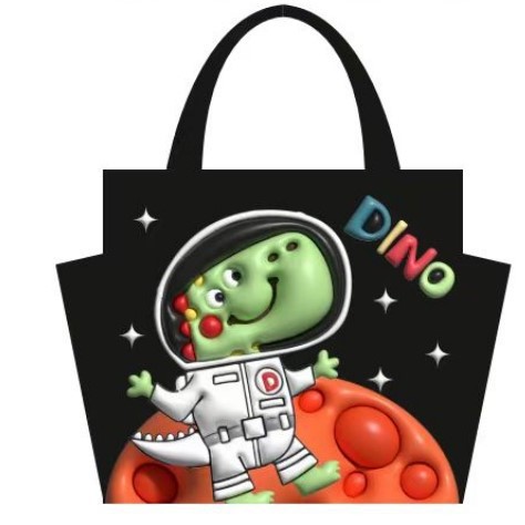 Dinosaurio espacial negro 【Bolsa de dos costas】