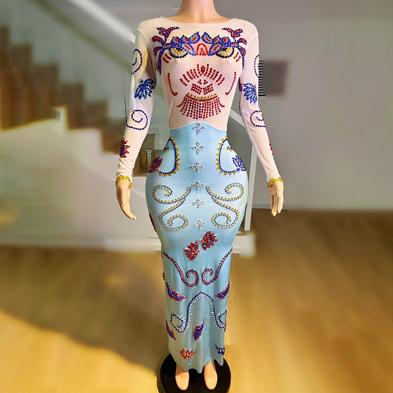 Design Sense Contrast Evening Dress Birthday Party Evening Dress Photo album Red Carpet Host Star Dress Dance Party