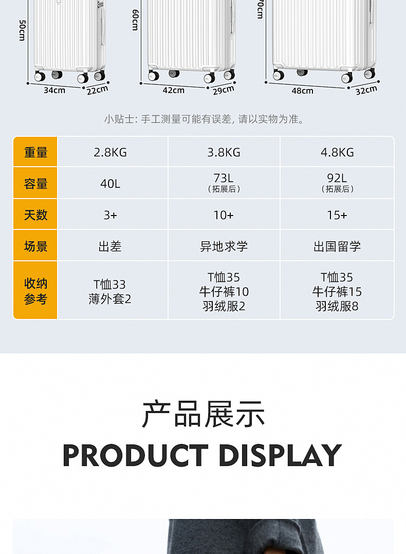 Vali PC chống sốc 20 inch đi máy bay, dung tích lớn, khóa số — Đen chi tiết 14