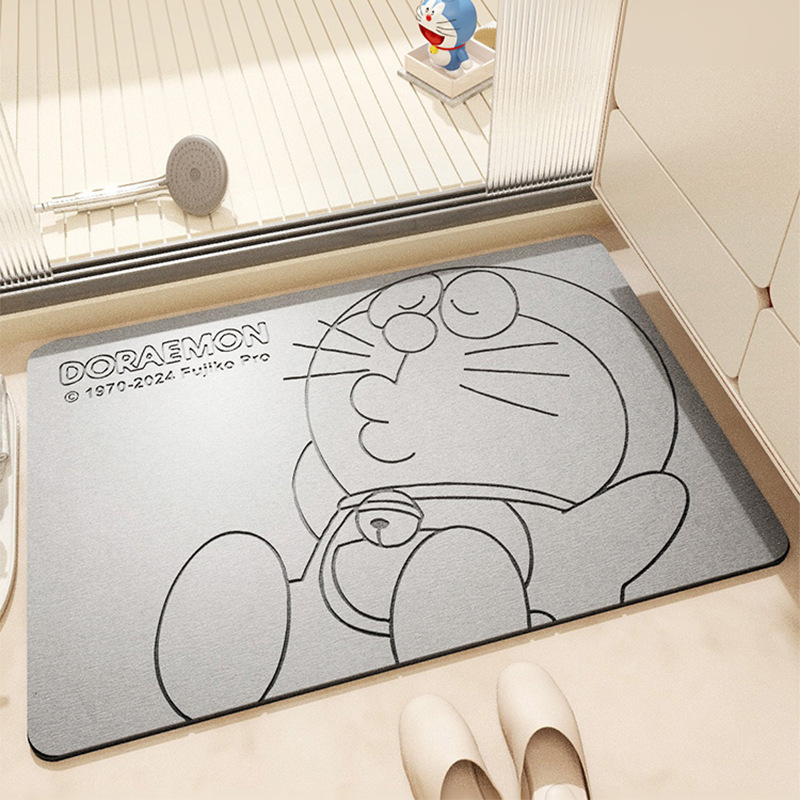 Cartoon Doraemon Diatom Mud Floor Mat, Bathroom Stain-Resistant Non-Slip Floor Mat, Bathroom Door Absorbent Quick-Drying Foot Mat