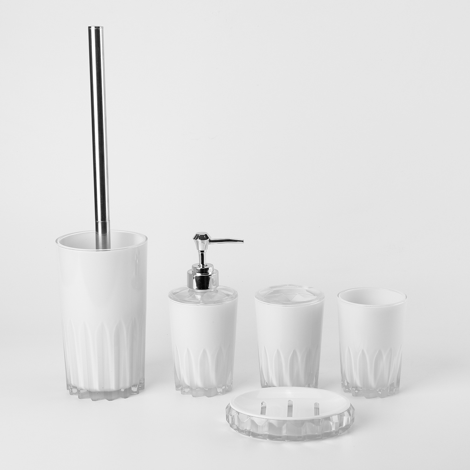 Cuarto de baño de plástico de cinco piezas conjunto de fábrica al por mayor cuarto de baño de lavado de cinco piezas conjunto hogar enjuague bucal cepillo de dientes taza de cinco piezas