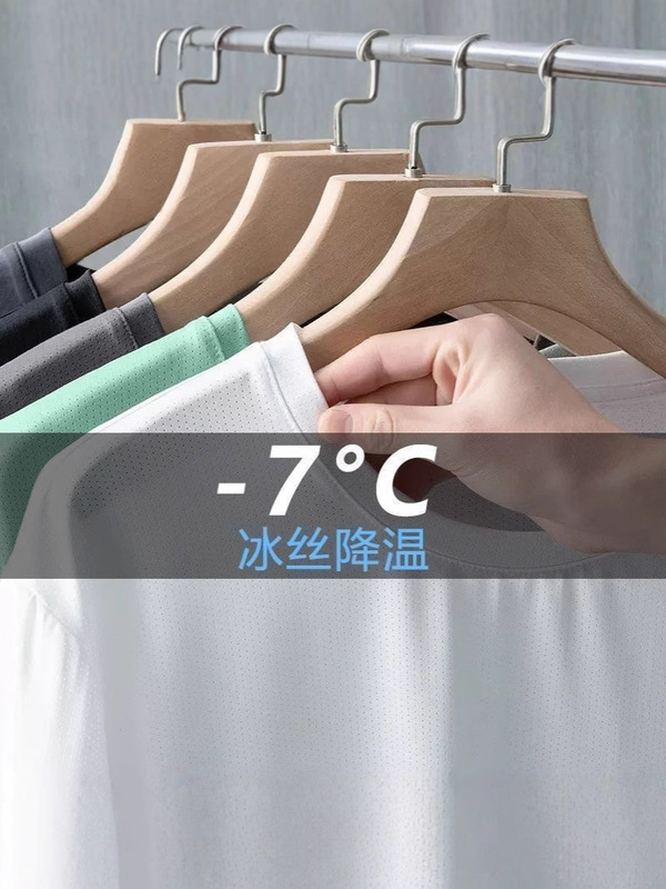 速乾性アイスシルクメッシュ半袖Tシャツメンズ夏の新しい通気性ランニングスポーツメンズ半袖紳士服T|undefined