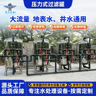 一体化压力过滤罐地表水井水净化石英砂除泥沙异色异味水处理设备