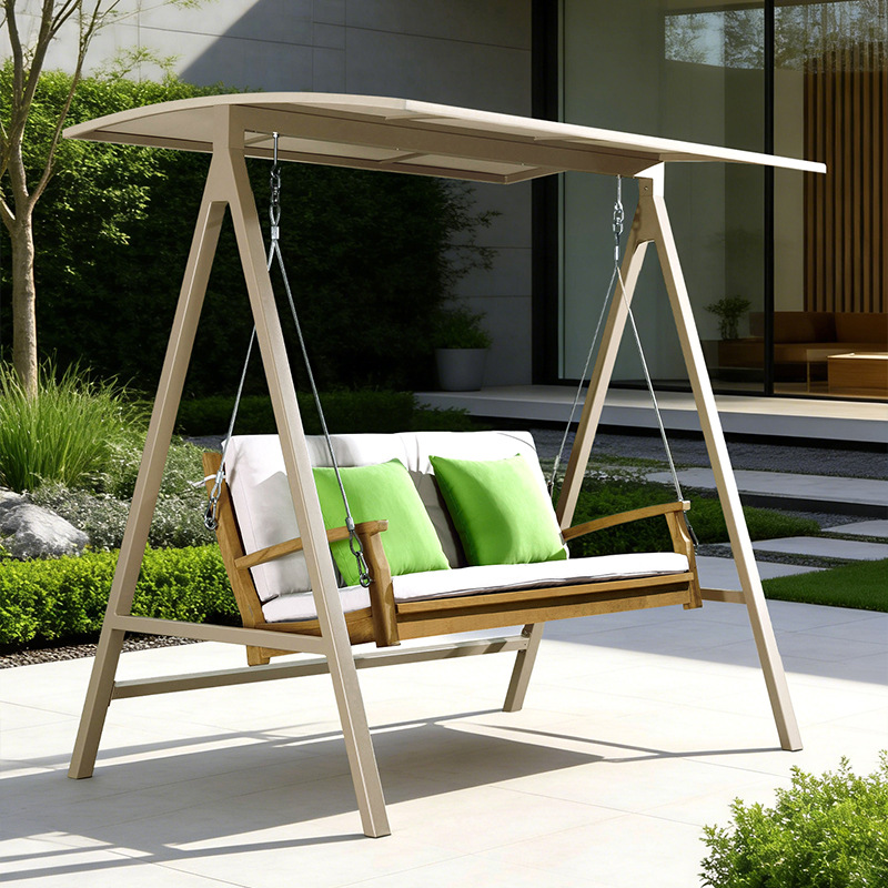 Swing al aire libre patio terraza villa de aluminio jardín impermeable sala de sol residencial al aire libre sillón doble