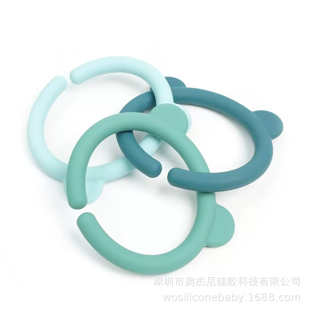 厂家现货批发婴儿牙胶食品级硅胶磨牙棒卡通小熊小猫牙胶安抚玩具