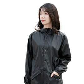 时尚黑色长款雨衣户外防风防水成人PU风衣雨衣专业工厂可定制