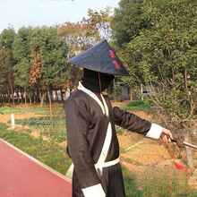 舞蹈大檐竹编斗笠帽侠客帽子蓑衣帽影视拍摄大檐舞台黑色竹垒德株