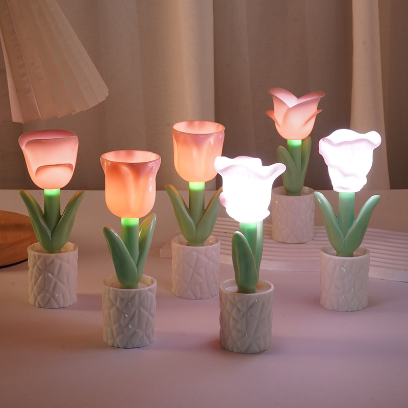 Lámpara de escritorio de tulipán moderna francesa de alto nivel minimalista lámpara de noche de escritorio lámpara de atmósfera de noche de cumpleaños