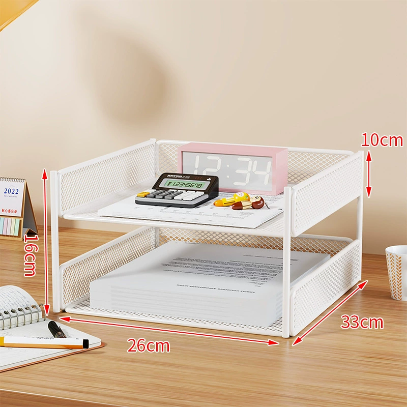 Metal document organizer — reinforced mesh storage box, 2–5 tiers, vertical or horizontal layout
