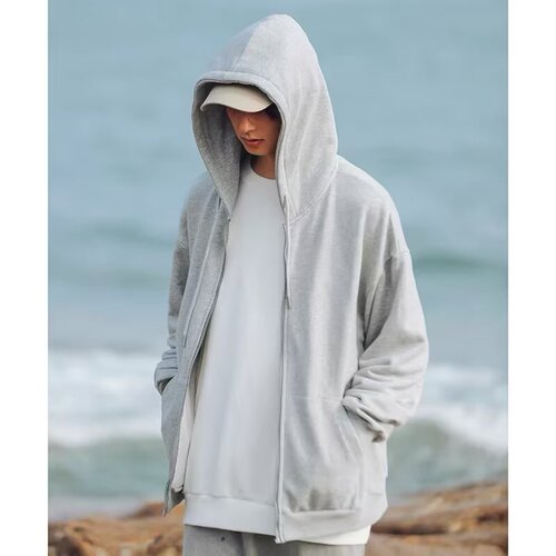 Stylish Men's Hooded Sweatshirt 2025 New Fashion Brand Zipper Sport Heavyweight Large Grey Jacket for Men