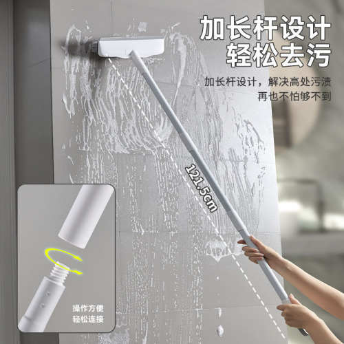Bathroom floor brush hard-bristled floor brush bathroom floor seam brush scraper two-in-one long-handled tile cleaning brush