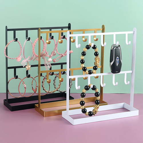 Dressing table desktop iron jewelry jewelry earrings hanging rack necklace display rack entrance door key storage rack