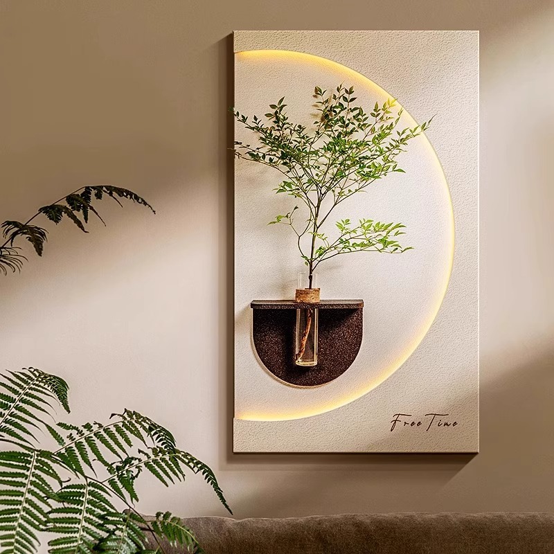クリーム風客間背景壁装飾画水培緑植戸は玄関廊下の通路壁画を掛けている