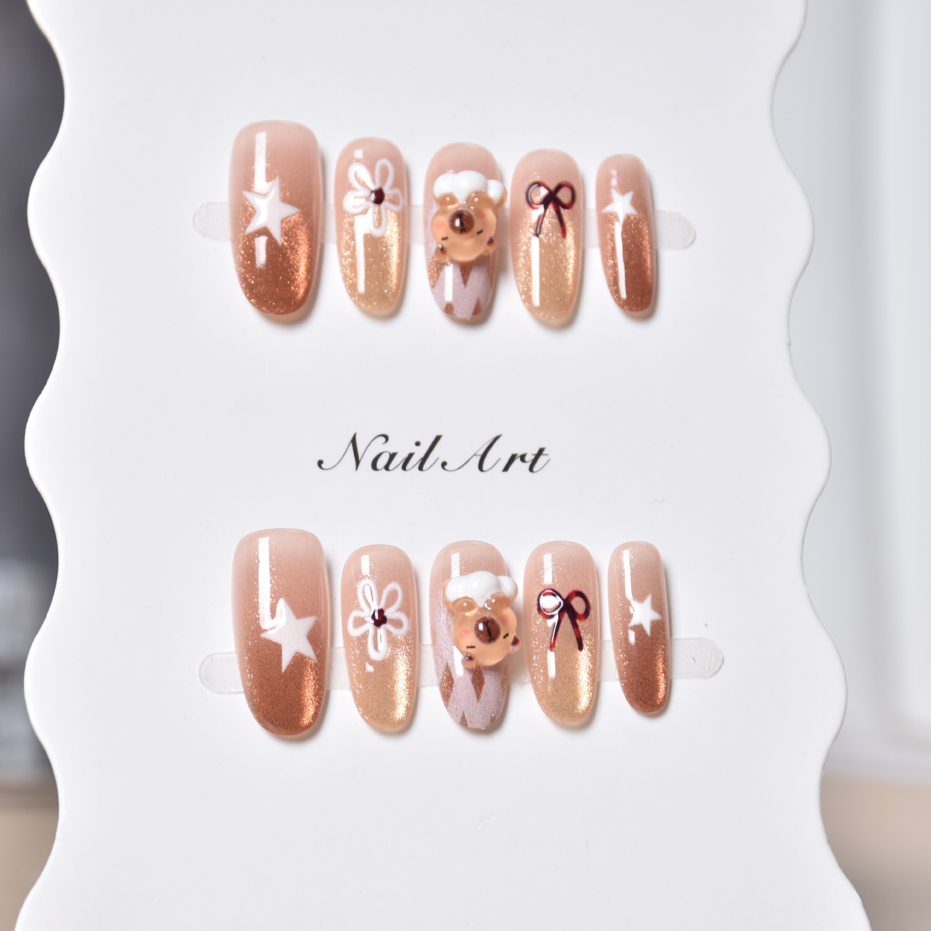 Otoño y invierno nuevo desgaste de uñas Capibara productos terminados lindos parches de uñas ovales de uñas falsas