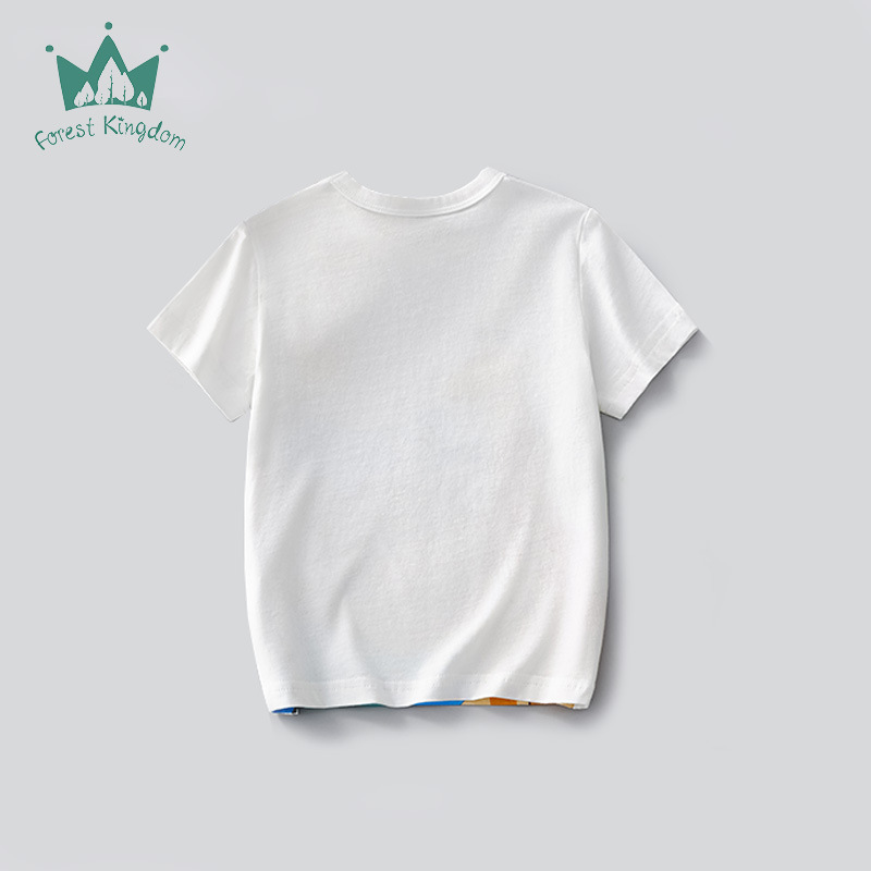 Ropa para niños europeos y americanos Camiseta de algodón puro 2024T Ropa para niñas y niños Cuello redondo de verano Camisa suelta para niños de manga corta Ropa para niños